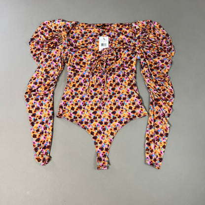 AFRM Coppelia Halter Tie Detail LS Knit Bodysuit Women's S Fall Meadow Ditsy AER002829AU21 (New)