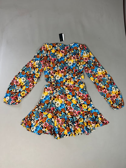 AFRM X Revolve Monna Sike Cutouts Mini Dress Women's S Multi Wildflower AED020544 (New)
