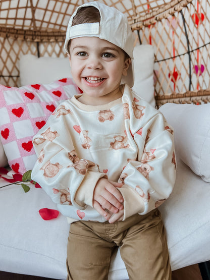 Teddy Bear Hearts Crewneck Sweatshirt