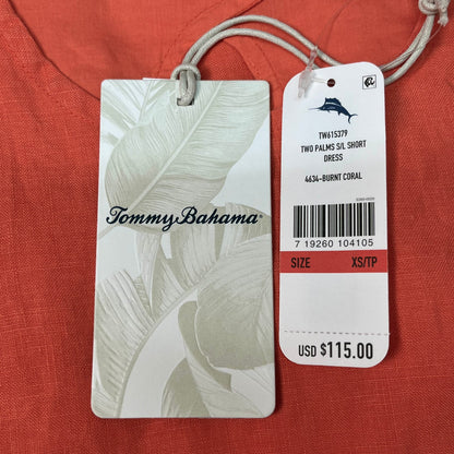 TOMMY BAHAMA Two Palms Linen Shift Short Dress Sz XS Burnt Coral TW615379 (New)