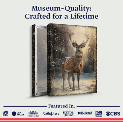 Vintage Winter Deer Christmas Wall Art IV