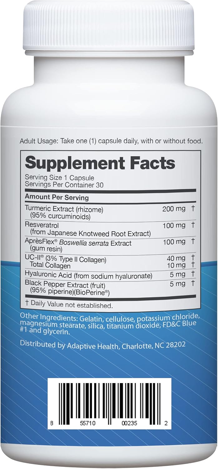 Instaflex Advanced Joint Support Supplement - Turmeric, Resveratrol, Boswellia Serrata Extract, BioPerine, UC-II Collagen- 30 Count