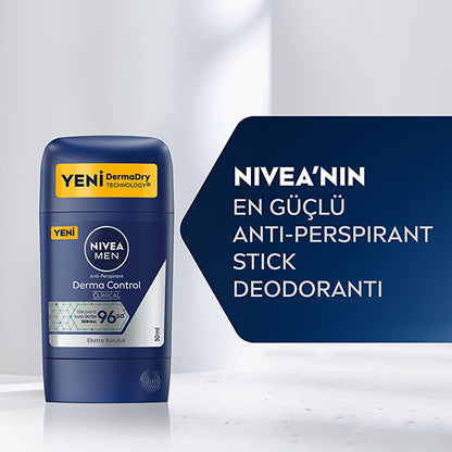 Nivea Derma Control Clinical Men's Deodorant Stick - Long Lasting Sweat Protection, Anti-Perspirant, 1.69 fl oz