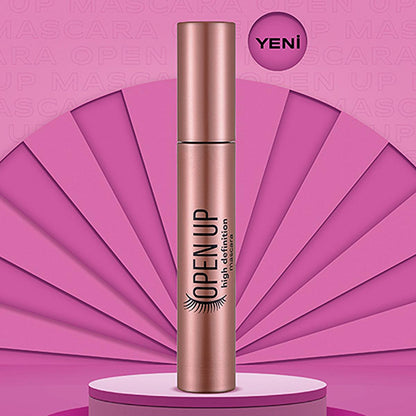 Flormar Open Up HD Mascara - Long-Lasting, Matte Finish, Silicone Brush for Separation and Volume