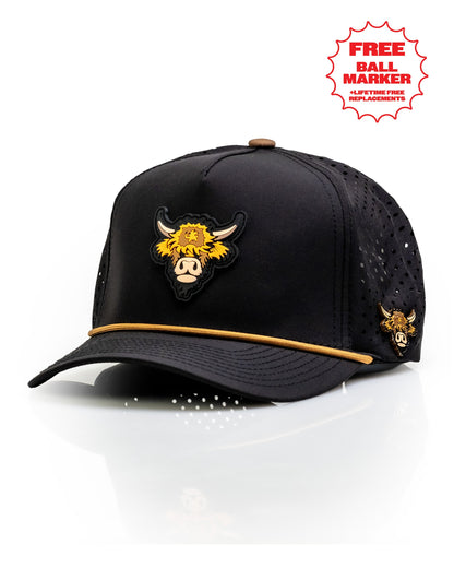 Highland Cow Black - Perforated Rope Hat