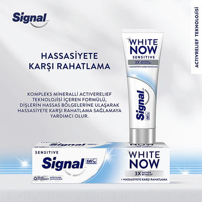 Signal White Now Sensitive Toothpaste for Sensitive Teeth - Instant Whitening & Sensitivity Relief - 2.54 fl oz