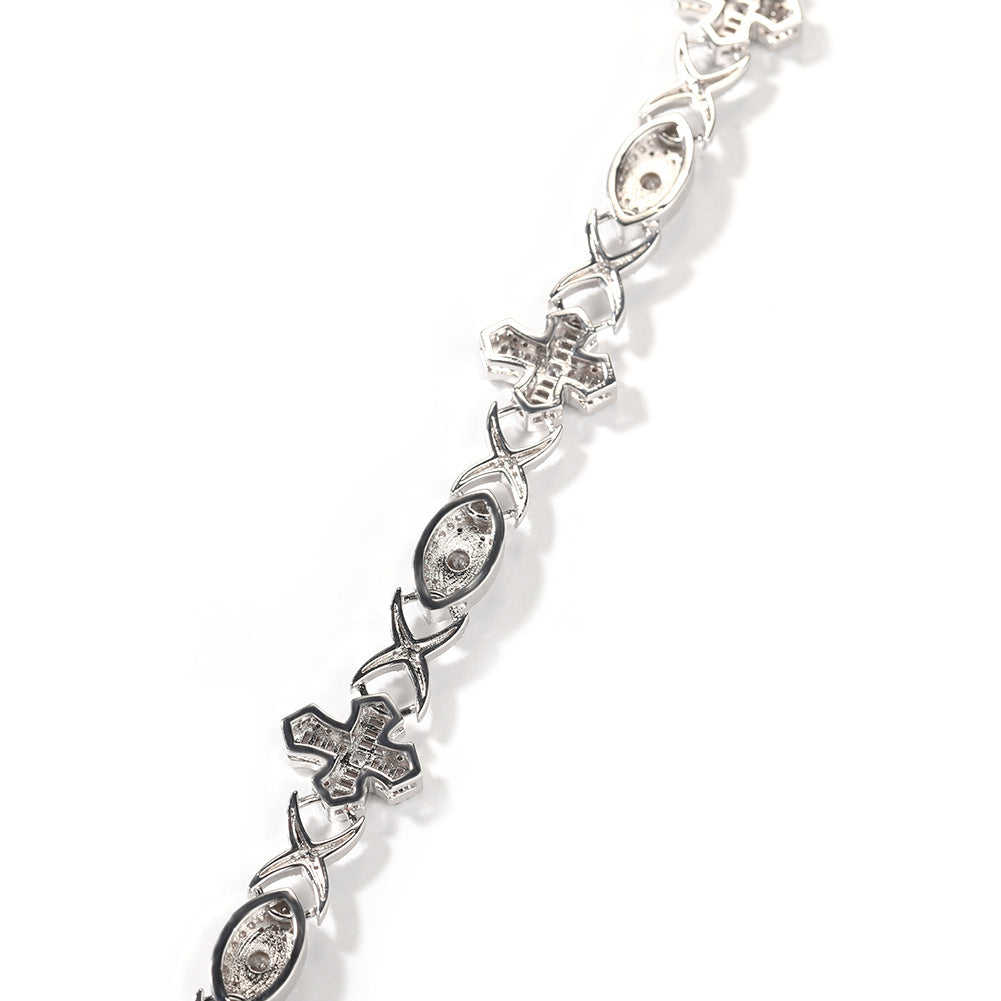 Hip Hop Zirconia Eye Cross Bracelet