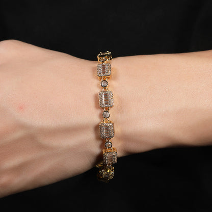 6mm blue colored gemstone bracelet with diamonds