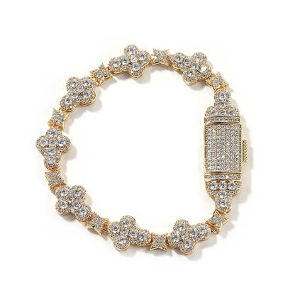 10mm cross flower star bracelet with micro-inlaid zircon
