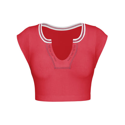 Slim Fit Ultra Short Sexy Spicy Girls Top Knitted Thread T-shirt