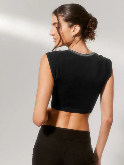 Slim Fit Ultra Short Sexy Spicy Girls Top Knitted Thread T-shirt