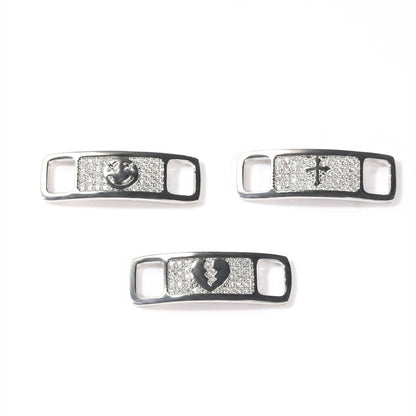 Hip-hop zircon cross smiling face broken heart shoe buckle