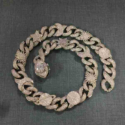 Hip-hop zircon-encrusted sun, star and eye necklace