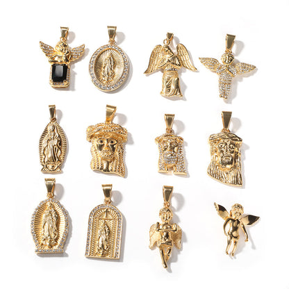 Hip Hop Winged Angel Pendant Necklace