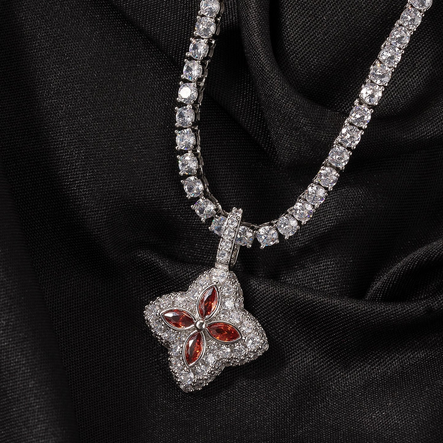 Cubic Zirconia Colorful Four-Leaf Clover Pendant