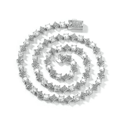 Star zircon tennis chain necklace