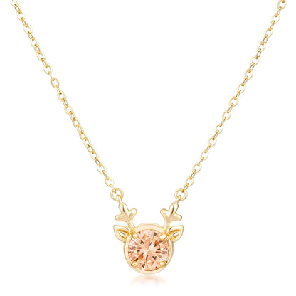 Reversible CZ Reindeer Pendant