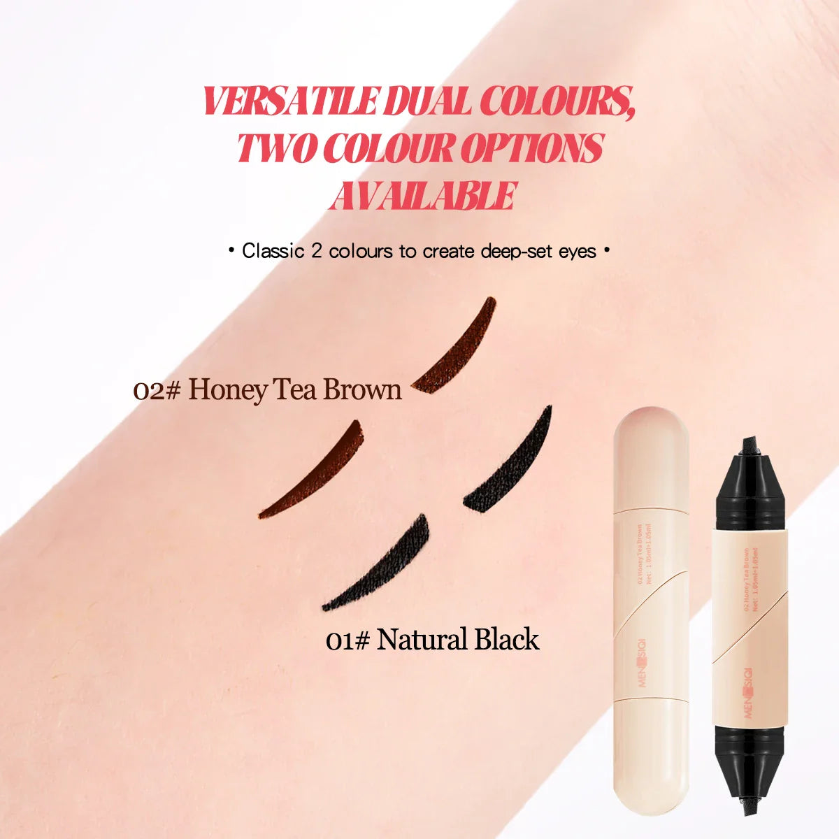 1 waterproof eyeliner pen, fast drying, durable, smooth and easy to color, can create a natural eye makeup