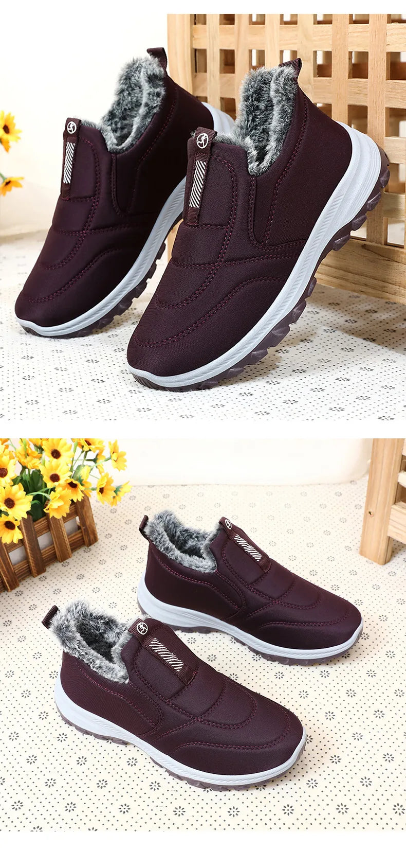 Winter Women Boots Outdoor Snow Boots Warm Lightweight Cotton Boot Non-slip Hiking Walking Shoes Fur Comfortable Women Ankle Boo