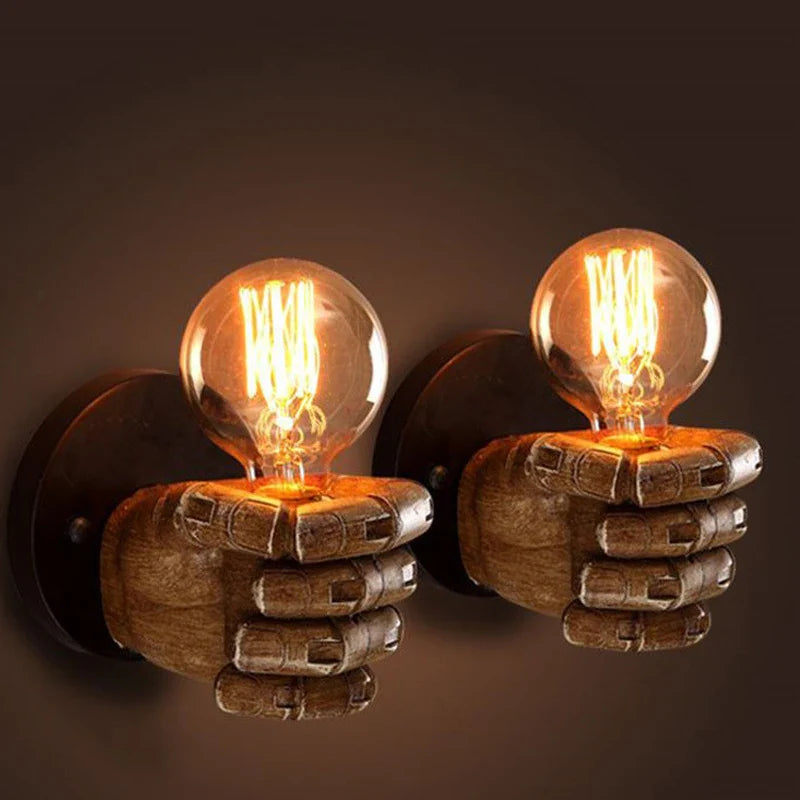 Resin Hand Wall Lamp – Left/Right Fist Sconce Light for Bar, Restaurant & Home Decor