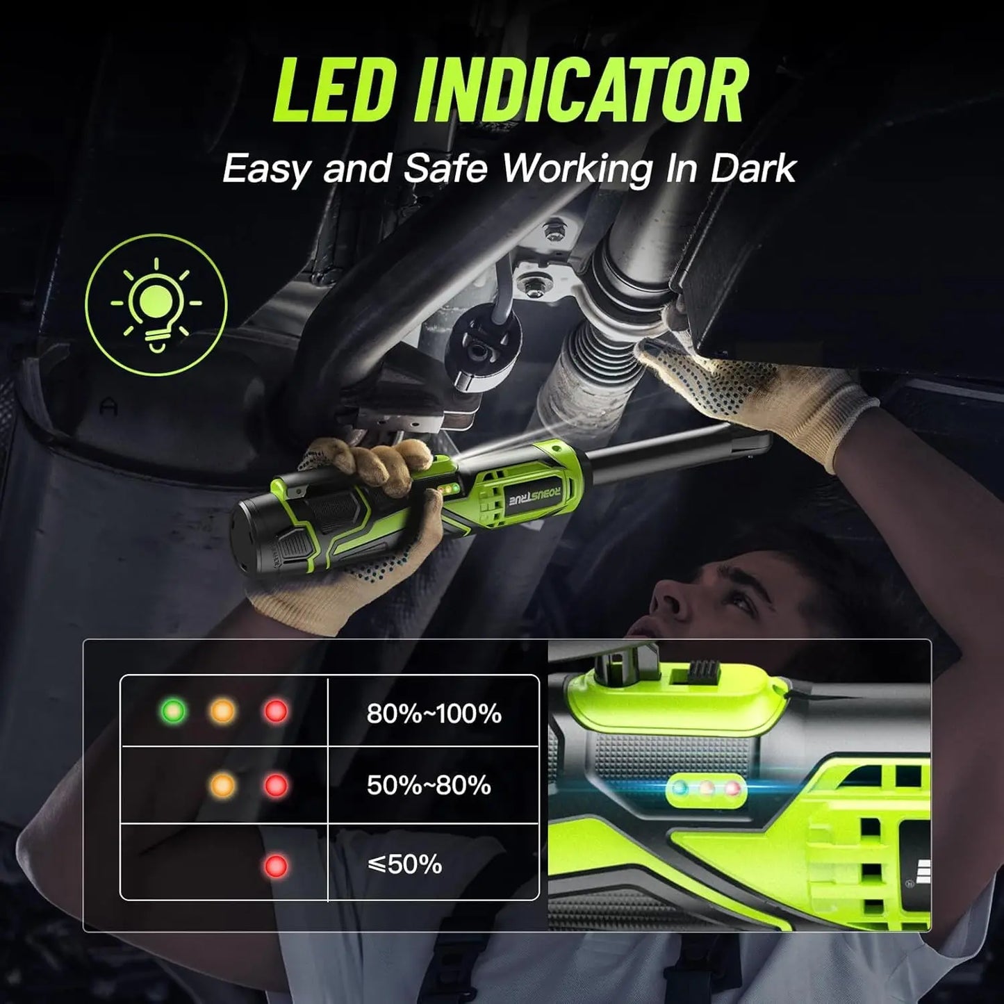 3/8 Inch Cordless Electric Ratchet Wrench Variable Speed 400RPM Extended