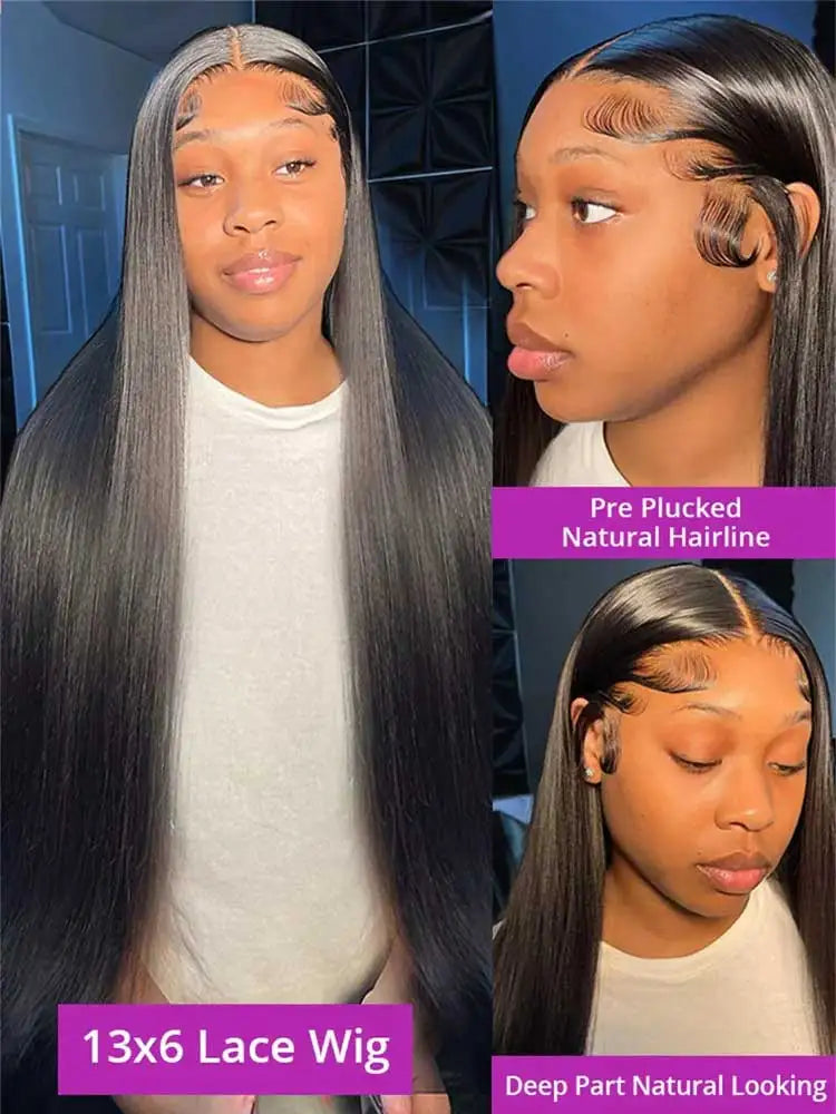 250 Density 13x6 HD Bone Straight Lace Front Wigs Human Hair Brazilian 40 42 Inch Glueless Lace Frontal Human Hair Wigs For Wome