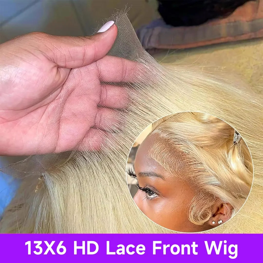613 HD Lace Frontal Wig 13x6 Straight Human Hair Wigs Blonde Human Lace Front Wig 200% Density 36 inch Lace Front Human Hair Wig