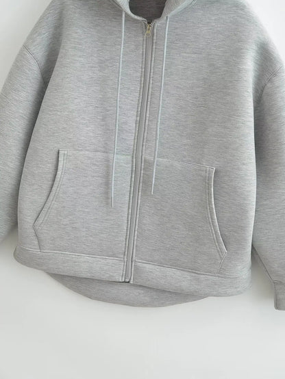 Zip Up Hoodies Women – Oversized Autumn Hooded Sweatshirt