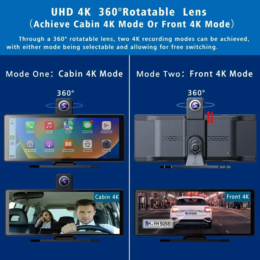 10.26'' Universal Portable Carplay Car Screen Wireless Carplay Screen Wireless Car Stereo Carplay Android Auto Car Touchscreen