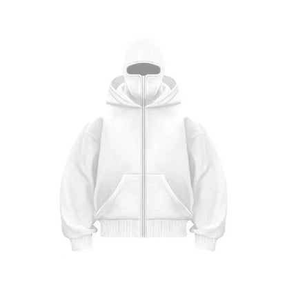 Men's Balaclava Zip Hoodie – Winter Warm Face Mask Jacket