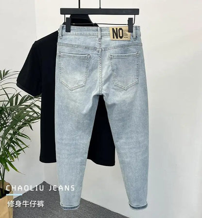 Men Skinny Jeans – Light Color Slim Fit Casual Fashion Denim