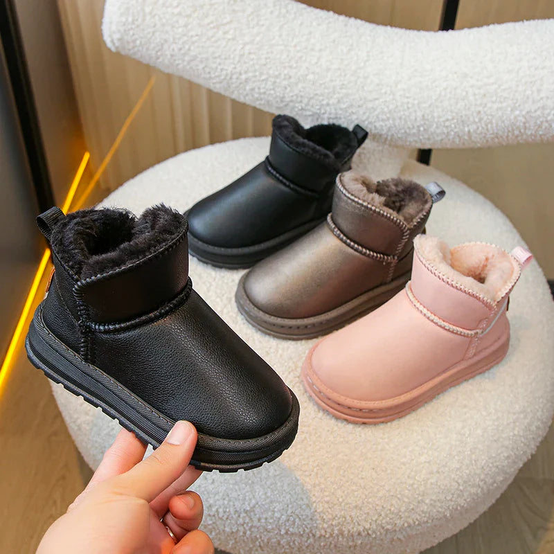 2025 Winter Children Snow Boots Boys Girls Fashion Warm Thick Plush Waterproof Ankle  Anti-skid Kids Boots Classic Rubber Shoes