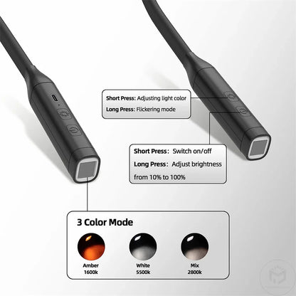 LED Rechargeable Neck Reading Light 3 Color Stepless Dimming Book Light