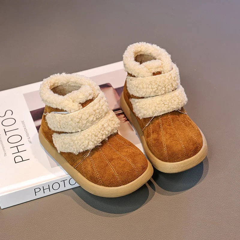 Children's Winter Boots for Girls New Warm Kids Fashion Plush Boots Ankle Versatile Outdoor Causal Toddlers Cotton Boots Soft