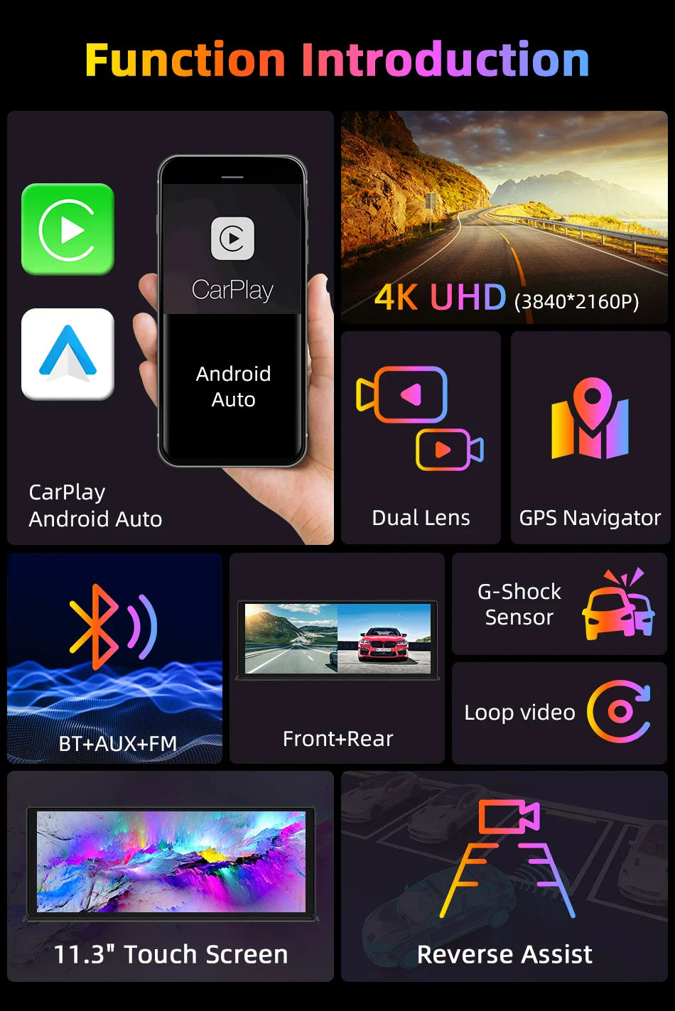 Vtopek Carplay Screen for Car, 11.3" HD Portable