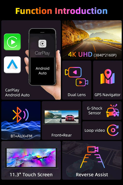 Vtopek Carplay Screen for Car, 11.3" HD Portable
