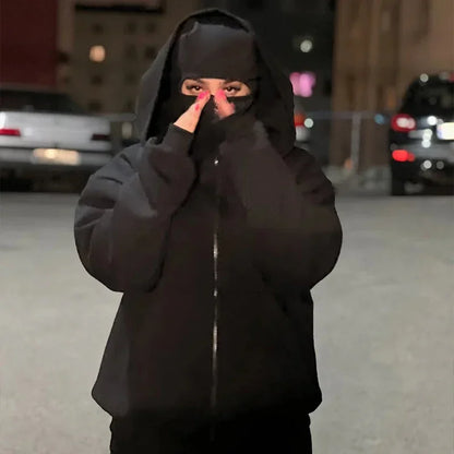 Men's Balaclava Zip Hoodie – Winter Warm Face Mask Jacket