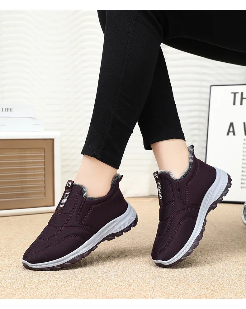 Winter Women Boots Outdoor Snow Boots Warm Lightweight Cotton Boot Non-slip Hiking Walking Shoes Fur Comfortable Women Ankle Boo