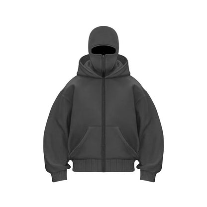 Men's Balaclava Zip Hoodie – Winter Warm Face Mask Jacket