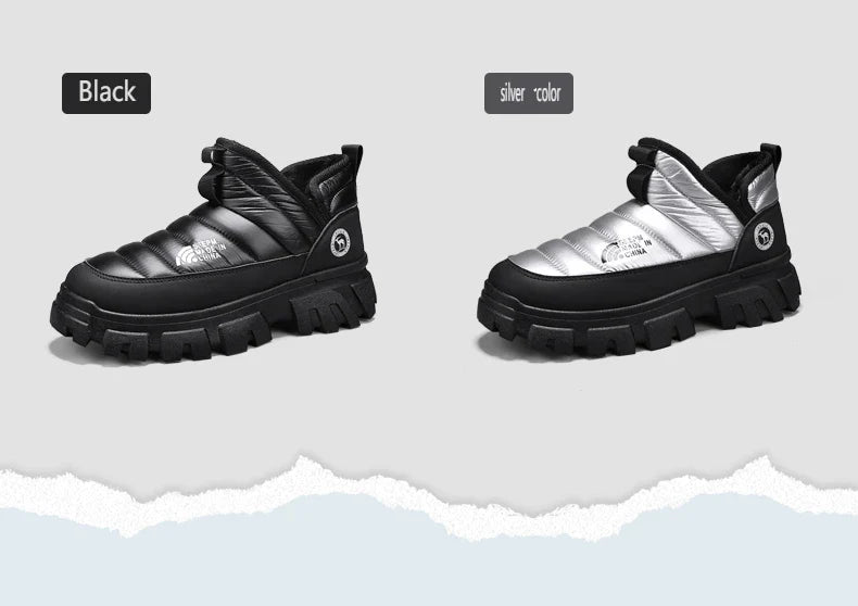 Winter Snow Boots, Men's Insulated Warm Cotton Boots, Anti-slip and Wear-resistant Hiking Shoes, Casual Outdoor Boots