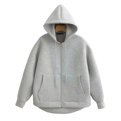 Zip Up Hoodies Women – Oversized Autumn Hooded Sweatshirt