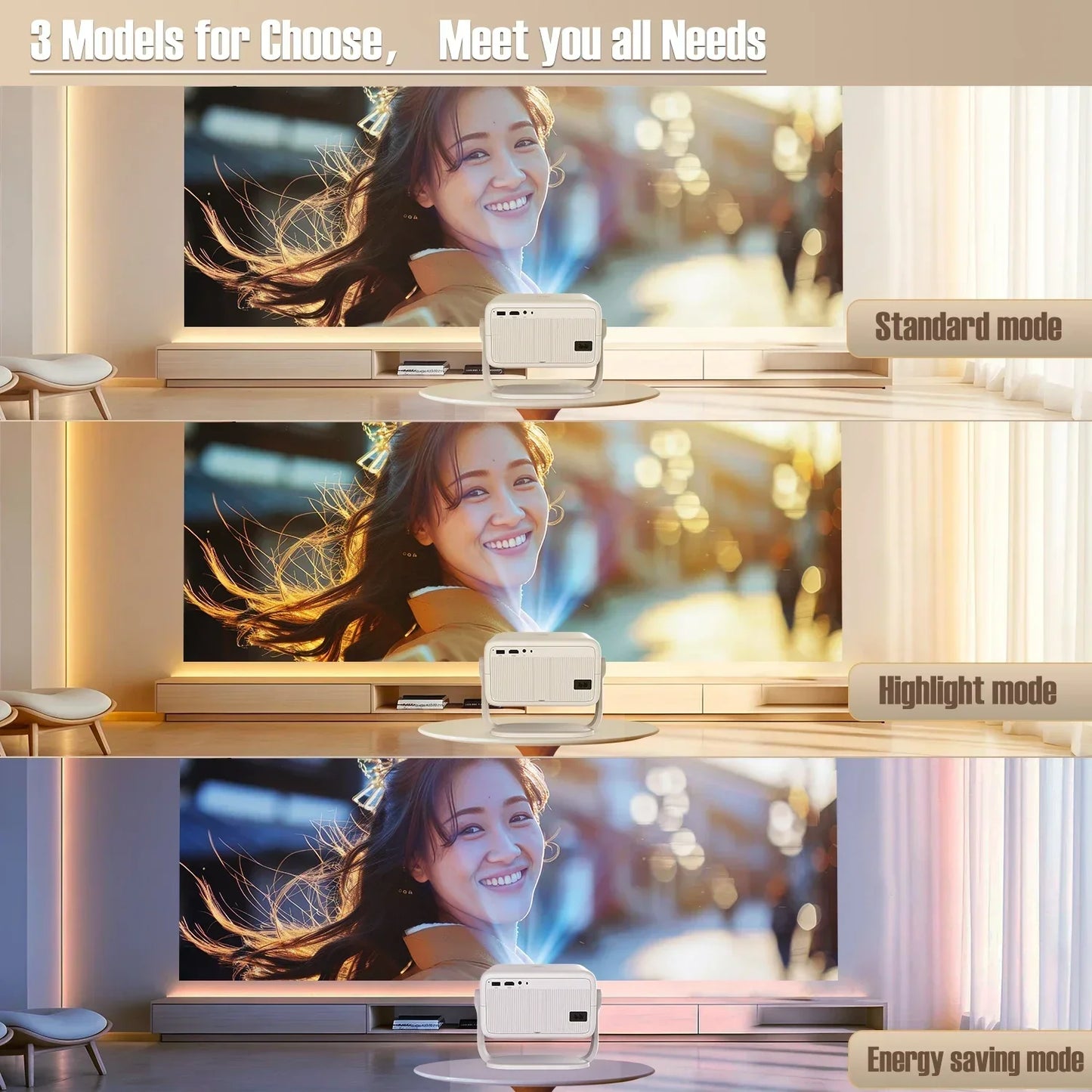 1080P 4K Projector 650ANSI Android 11 Auto Focus WiFi6 BT5.2 Portable Outdoor