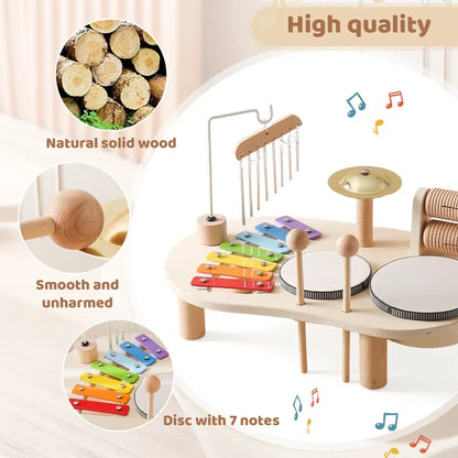 Montessori Baby Music Table Wooden Xylophone Educational Toy Gift