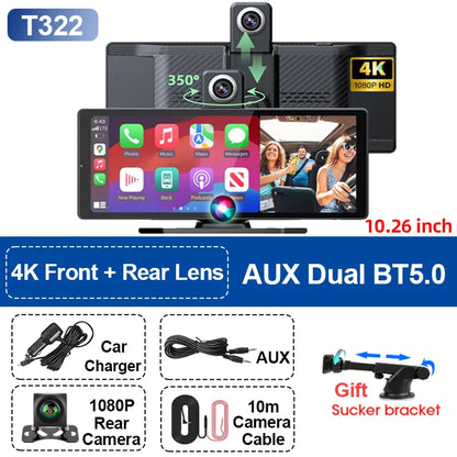 10.26'' Universal Portable Carplay Car Screen Wireless Carplay Screen Wireless Car Stereo Carplay Android Auto Car Touchscreen