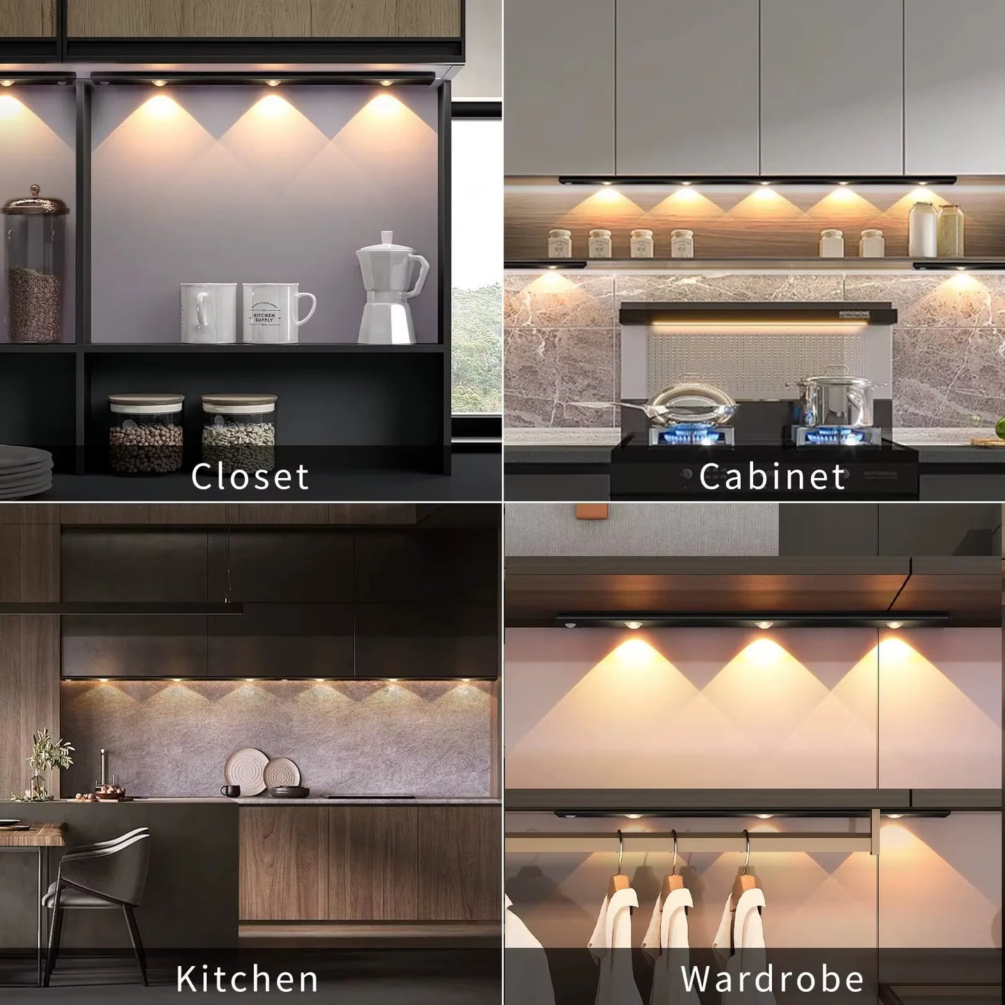 Motion Sensor Light Wireless USB LED Night Light for Under Cabinet Lighting