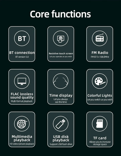 Touch Screen Car Radio, MP5 Player, Bluetooth, Hands Free, Audio, USB, TF, 7 Colors Lighting, Stereo System, Head Unit, 7805C