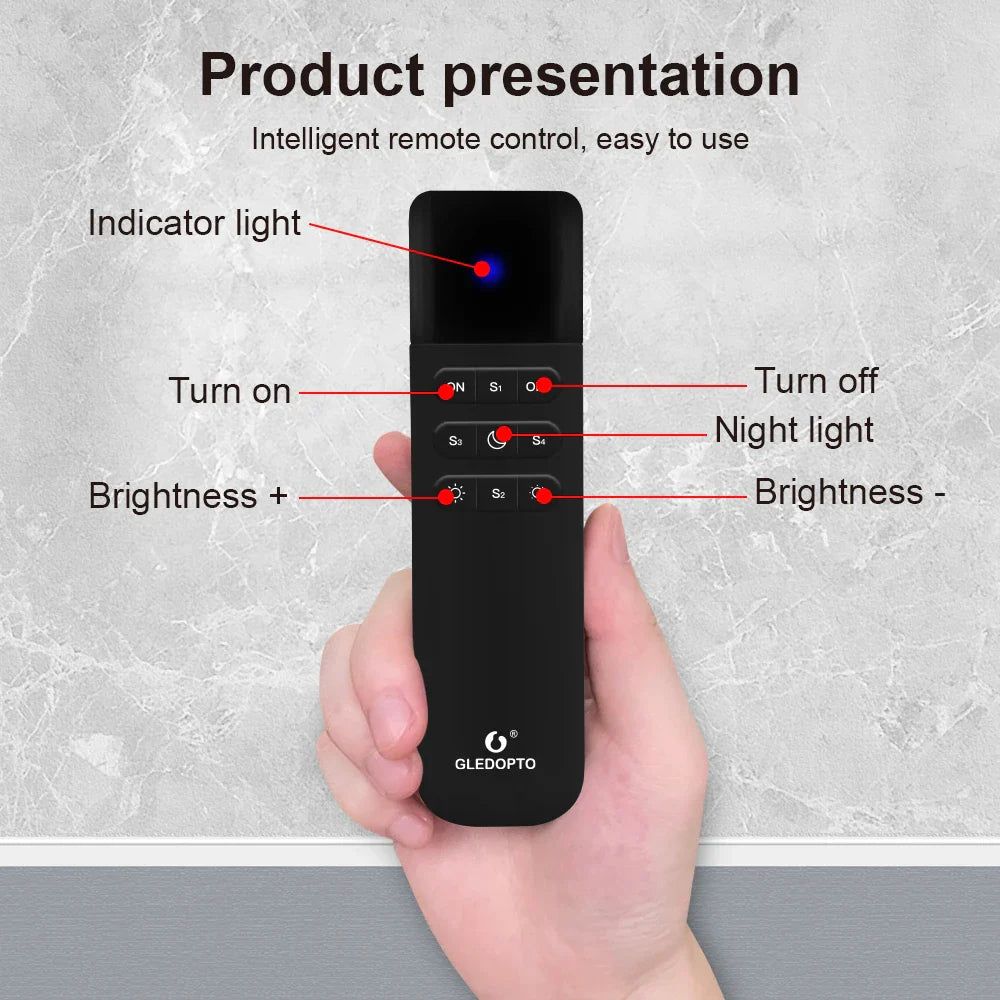 GLEDOPTO WiFi RGB LED Light Remote Control ESP NOW App Brightness 4 Scenes 50M