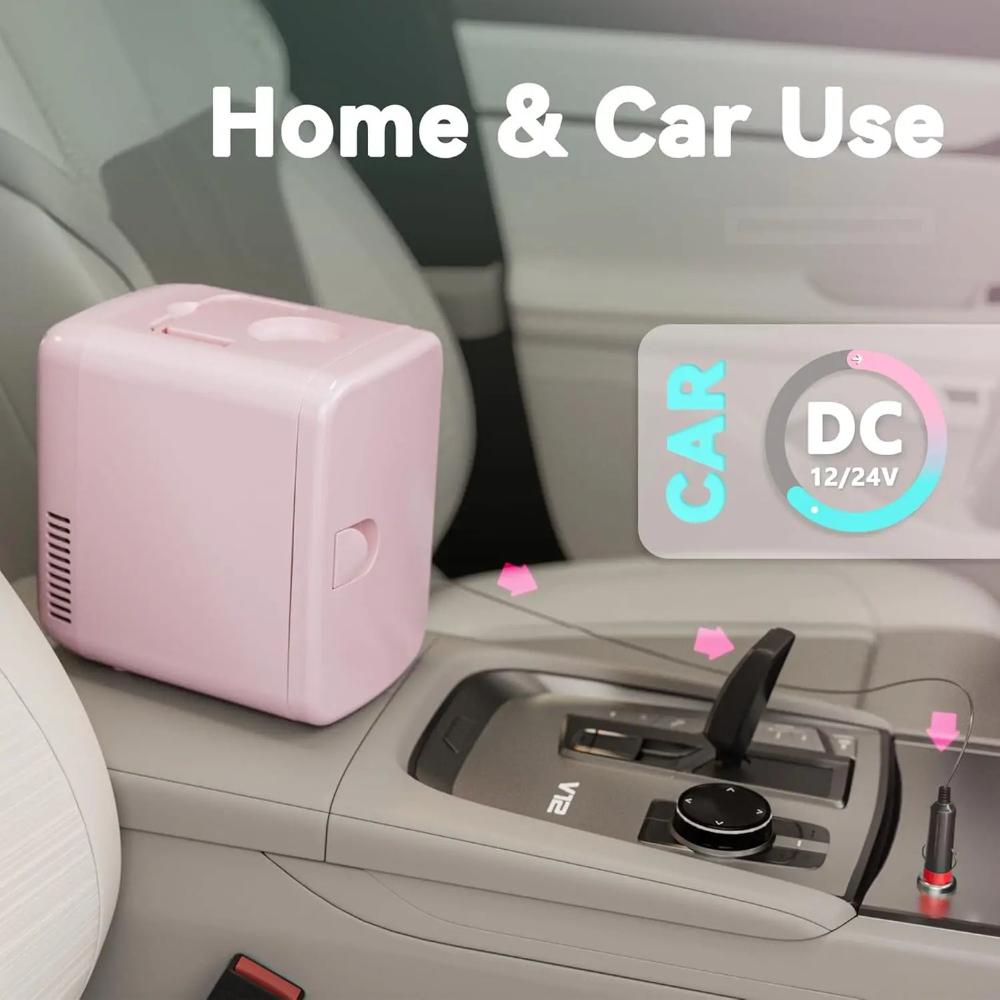 Pink 4L Mini Fridge Portable AC/DC Skincare Cosmetics Beverage Cooler