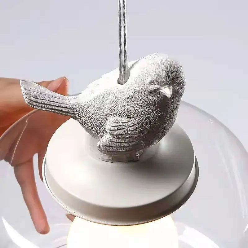 Bird Glass Pendant Light E27 Hanging LED Lamp Dining Kitchen Bedroom Decor
