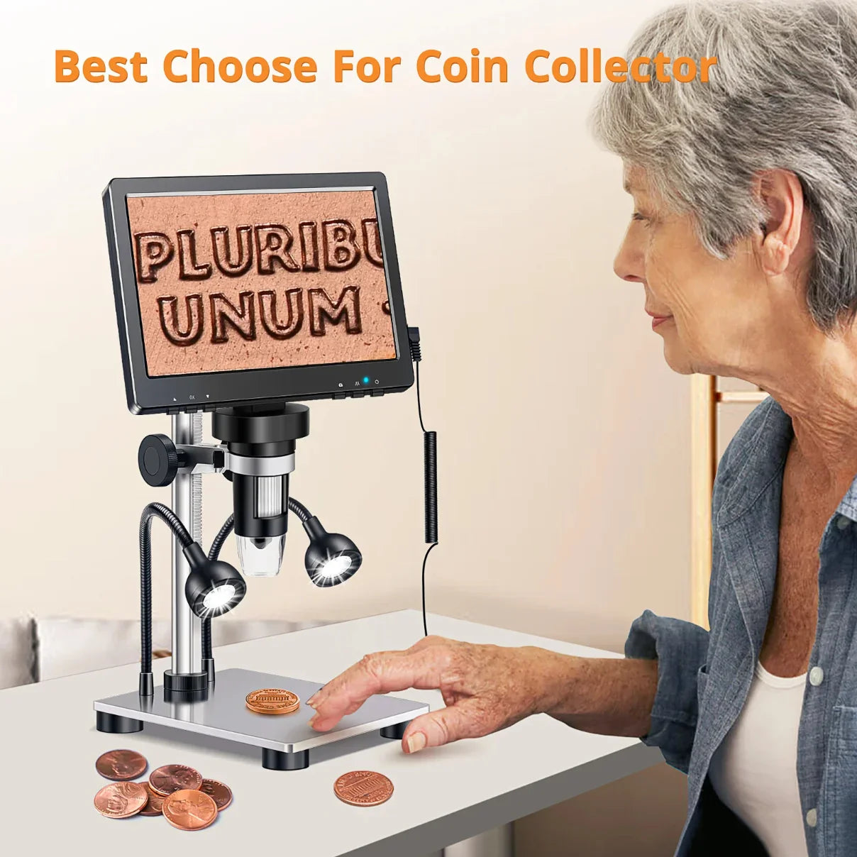 7 Inch Digital Microscope 1200X Coin Repair Camera with LED PC View